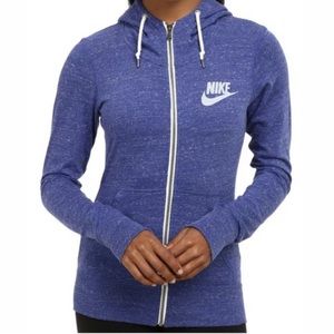 Nike vintage long sleeve purple blue indigo Zip Up drawstring hoodie